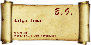 Balya Irma névjegykártya